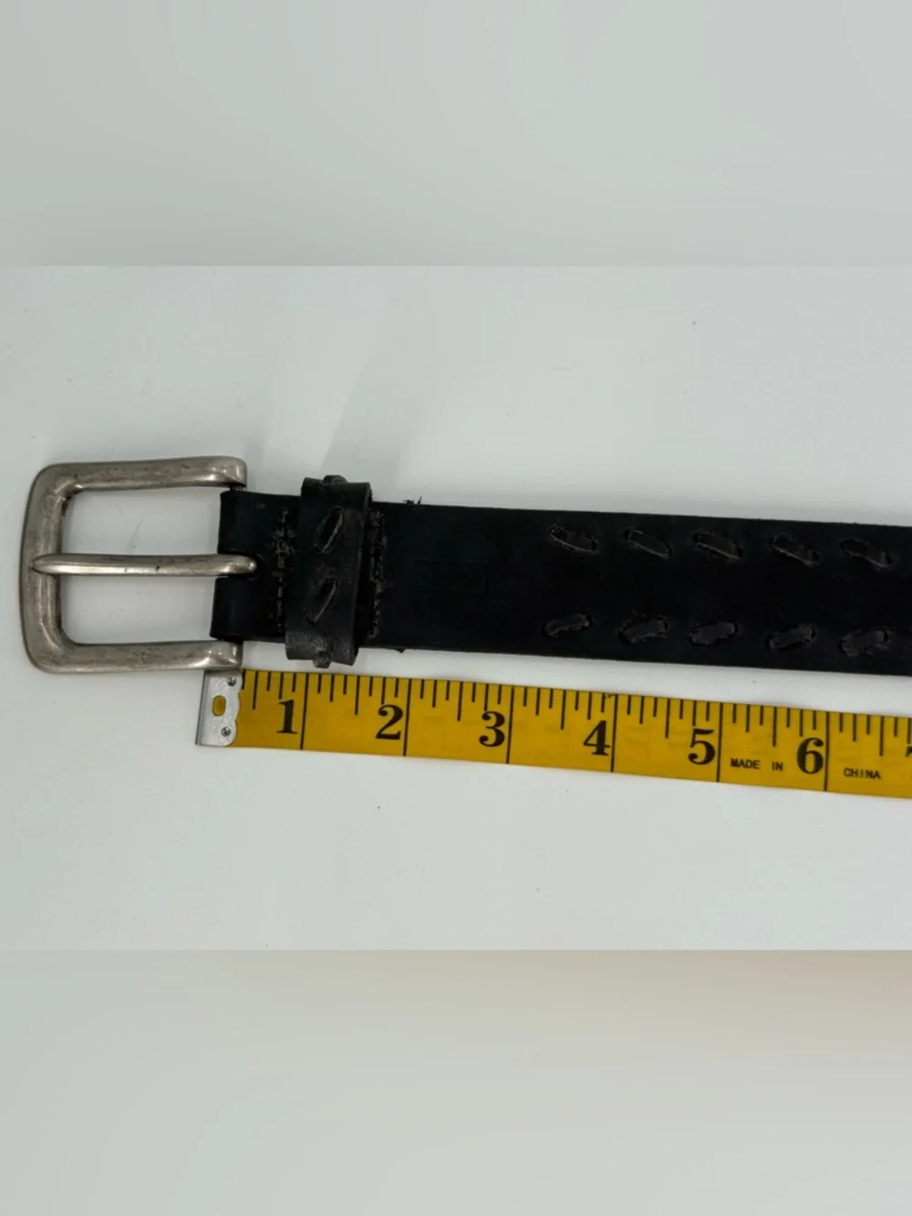 Levi’s Black Laced Leather Belt 36 - Picture 6 of 8